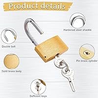 Vista 4 de 2 Pcs Small Solid Brass Locks with Keys, 20mm + 25mm Mini Key Locks, for Luggage, Backpack, Gym Locker, Jewelry Box (20-25mm)