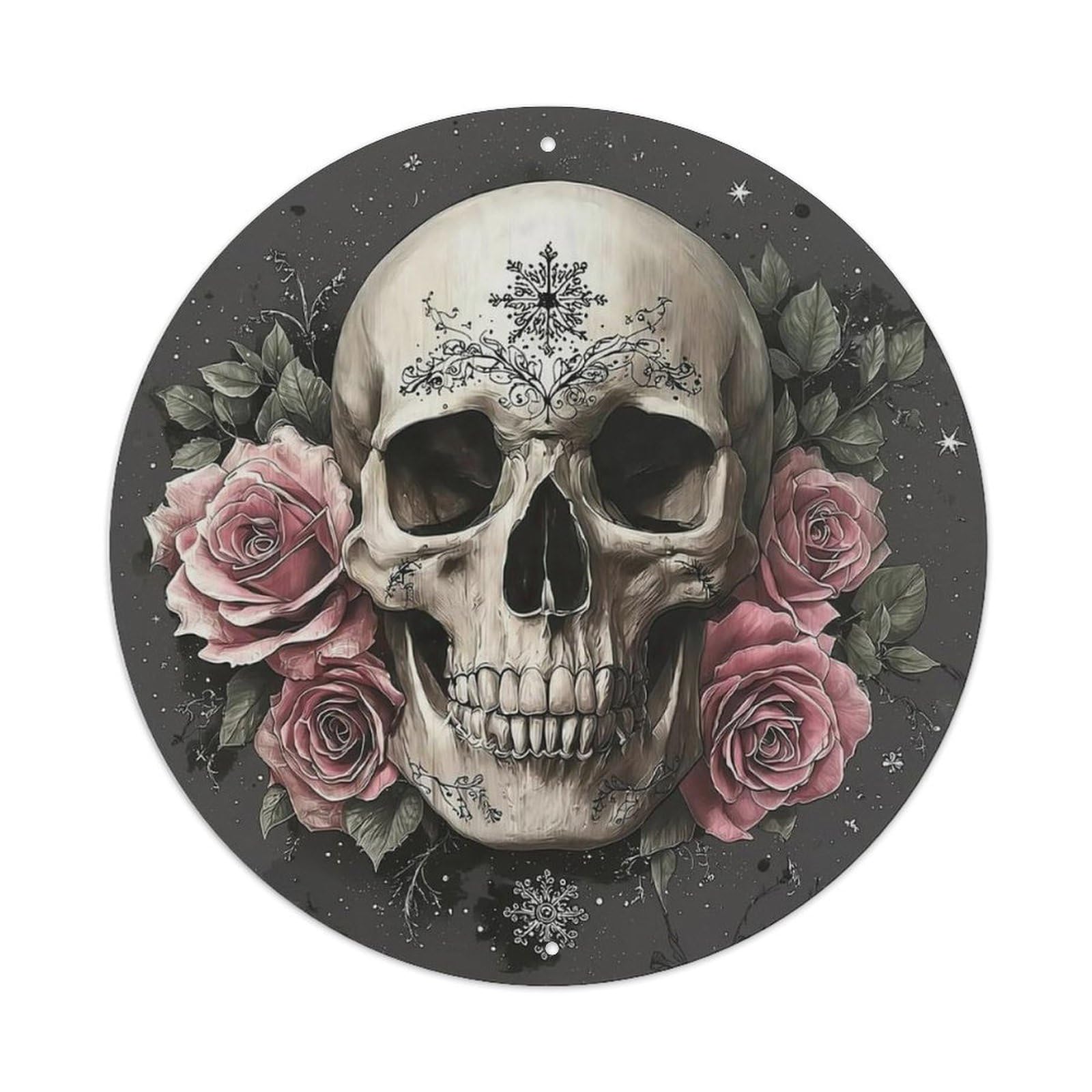 Skull Roses Snowflake Leaves Stars Metal Tin Sign