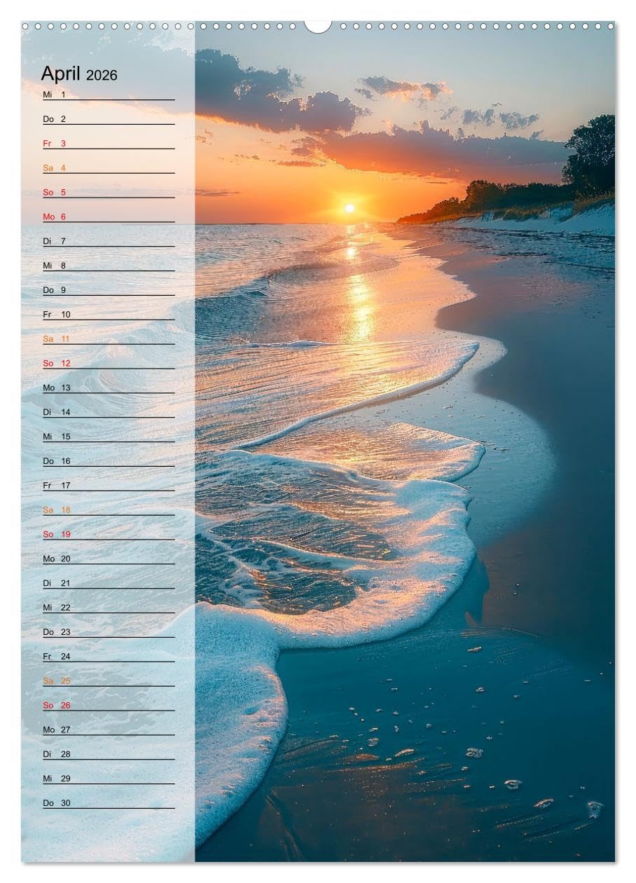 Maritim, Deutschlands Küsten (Wandkalender 2026 DIN A2 hoch), CALVENDO Monatskalender: Ein Terminplaner, der Platz zum Träumen lässt. (CALVENDO Natur)