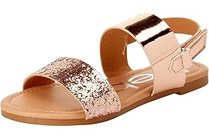 Girls' Sandals - Kids' 2 Strap Open Toe Sandals - Cute Glittery...