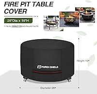 Vista 2 de Porch Shield Cubierta redonda para fogata de patio, resistente a la decoloración, impermeable, cubierta para fogata de exterior, 28 pulgadas