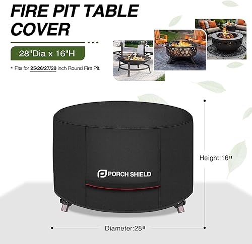 Miniatura 2 de Porch Shield Cubierta redonda para fogata de patio, resistente a la decoloración, impermeable, cubierta para fogata de exterior, 28 pulgadas, para