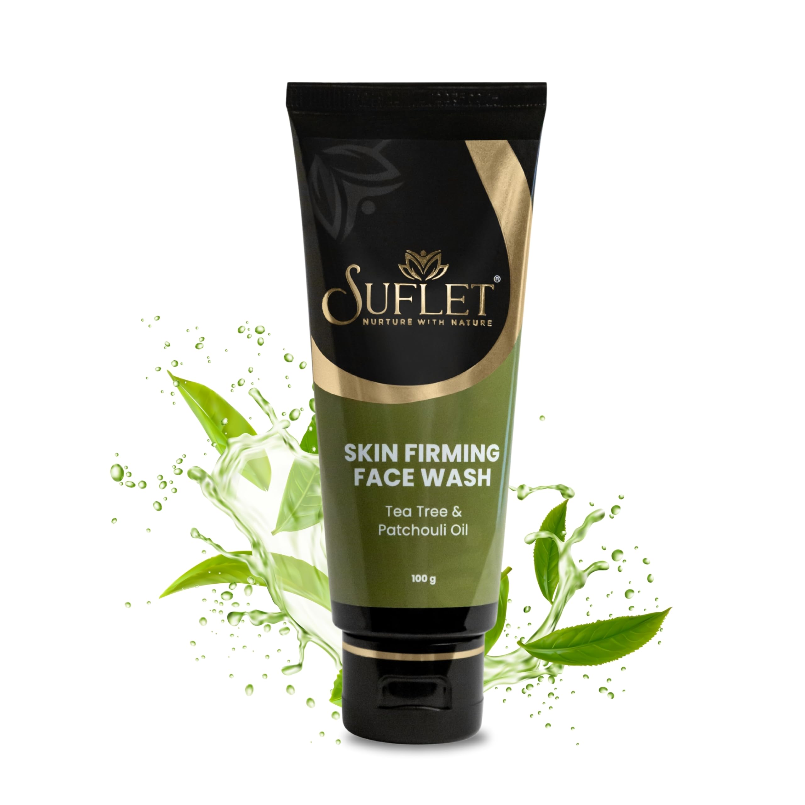 Suflet Skin Firming Face Wash with Tea Tree & Patchouli Oil – Deep Cleansing, Anti-Aging & Hydrating Face Cleanser for Men & Women – 100g, Paraben-Free, Natural Formula-image-7