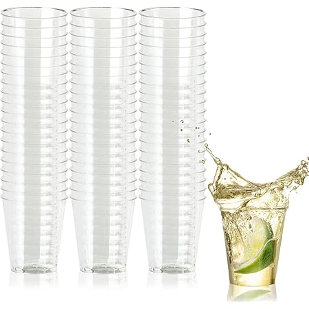 100 Bicchieri In Plastica Rigida Con Glitter Dorato, 270 Ml, Riutilizzabili, Privi Di BPA, Per Feste, Matrimoni E Compleanni