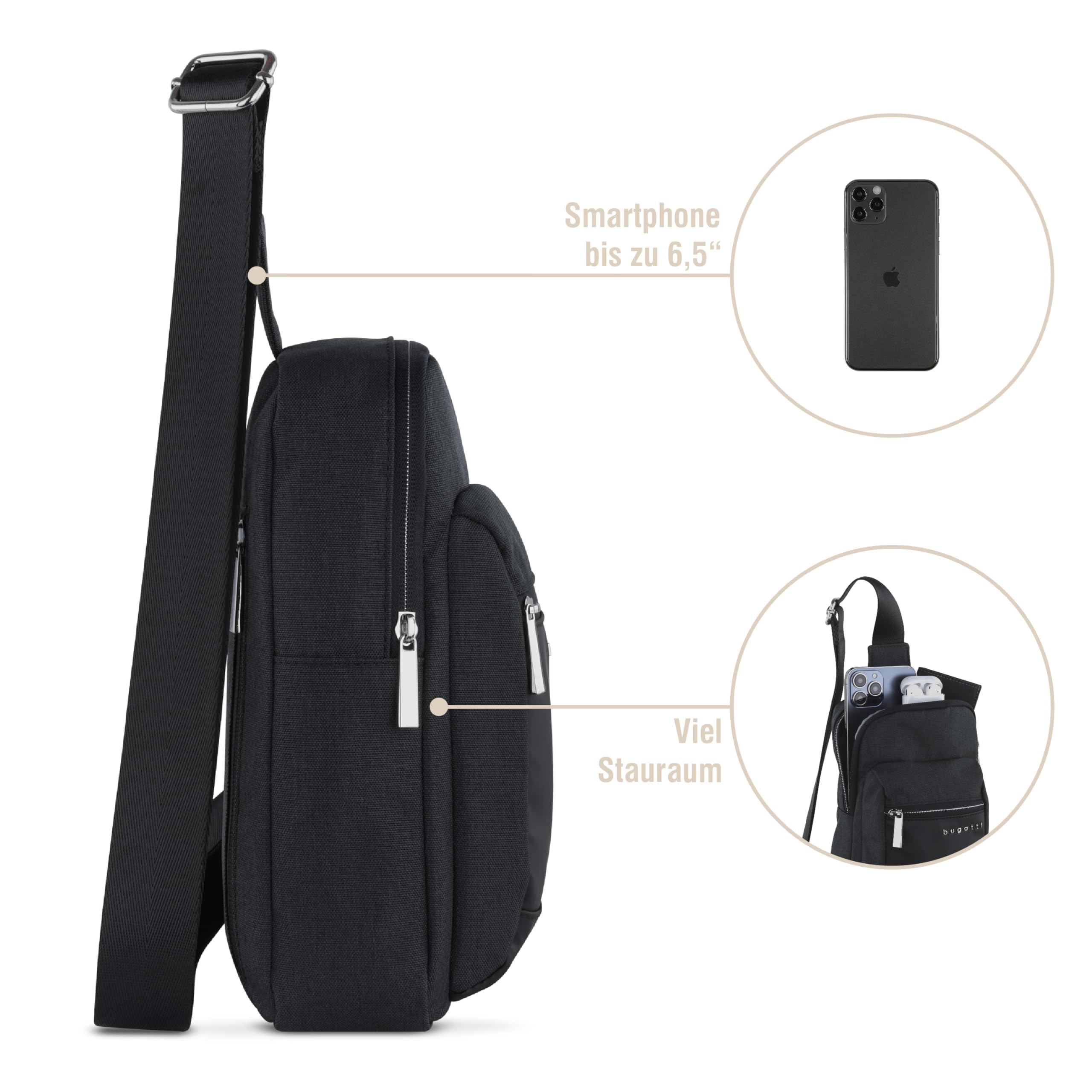 bugatti Sera – Stylische Crossbody-Umhängetasche & Sling Bag/Brusttasche/Rucksack für Herren, leicht & praktisch