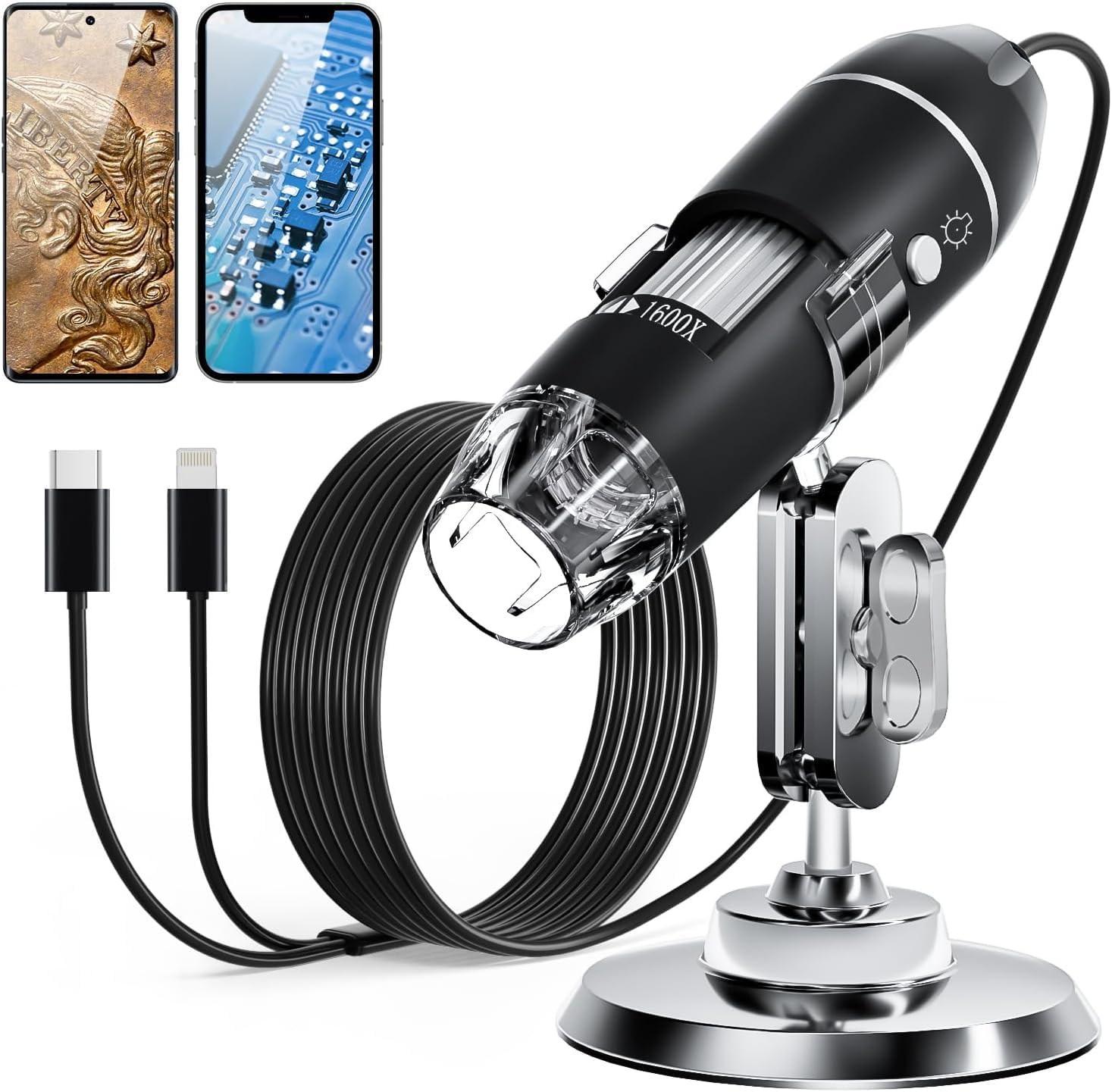 Tobo USB Digital Microscope Camera, Handheld HD Inspection Camera 50x-1600x Magnification with Adjustable Stand, 8 LED Lights, Portable Microscopes Compatible with iOS & Android Devices（BlackTD-1116IM-image-39