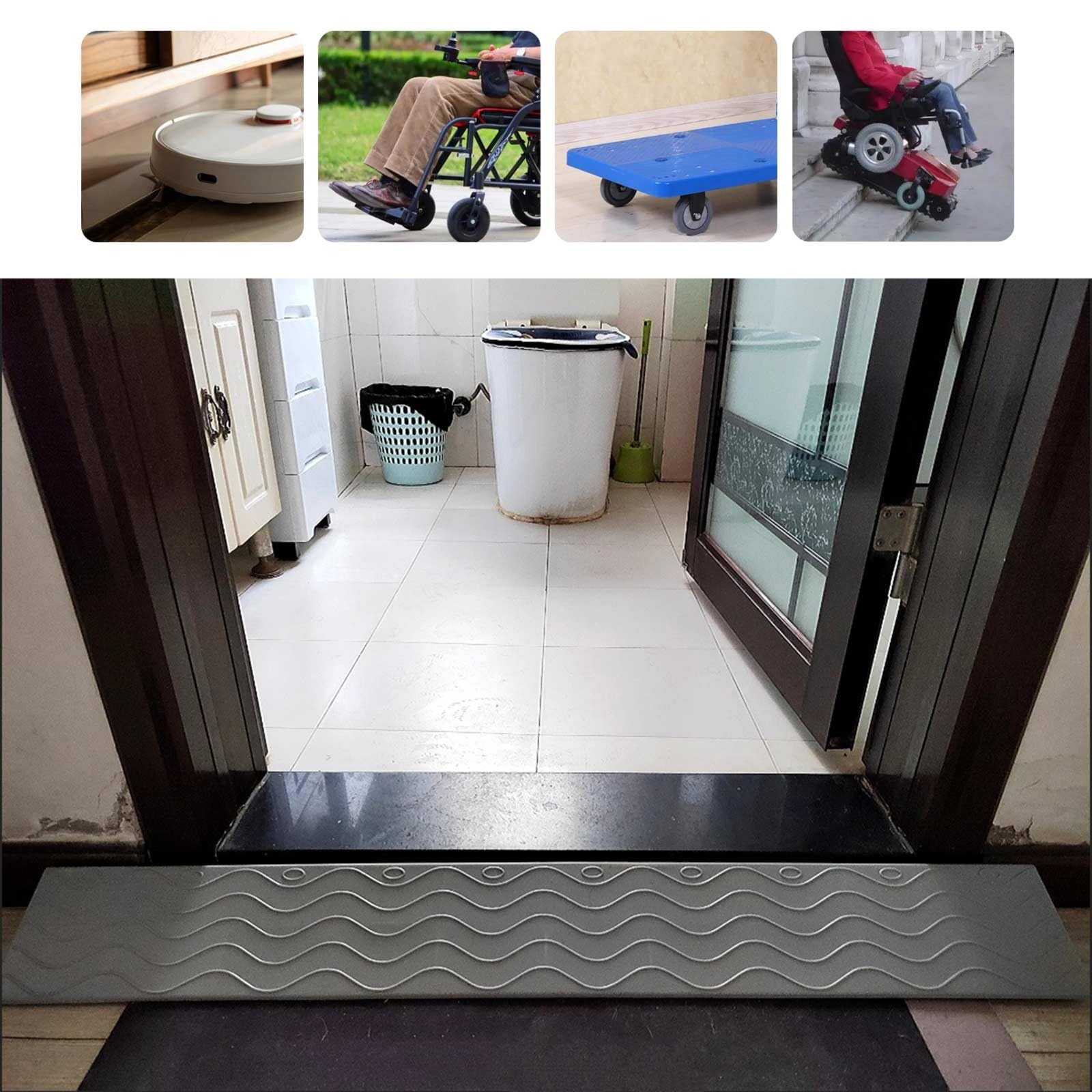 Rampa de Acceso Rampas de Plástico para Coche 1-10cm Alto, Rampa para Silla de Ruedas para Puertas, Escaleras, Escalones, Aceras y Scooters de Movilidad Rampas de Umbral(Red,Rise 6.5cm/2.6")