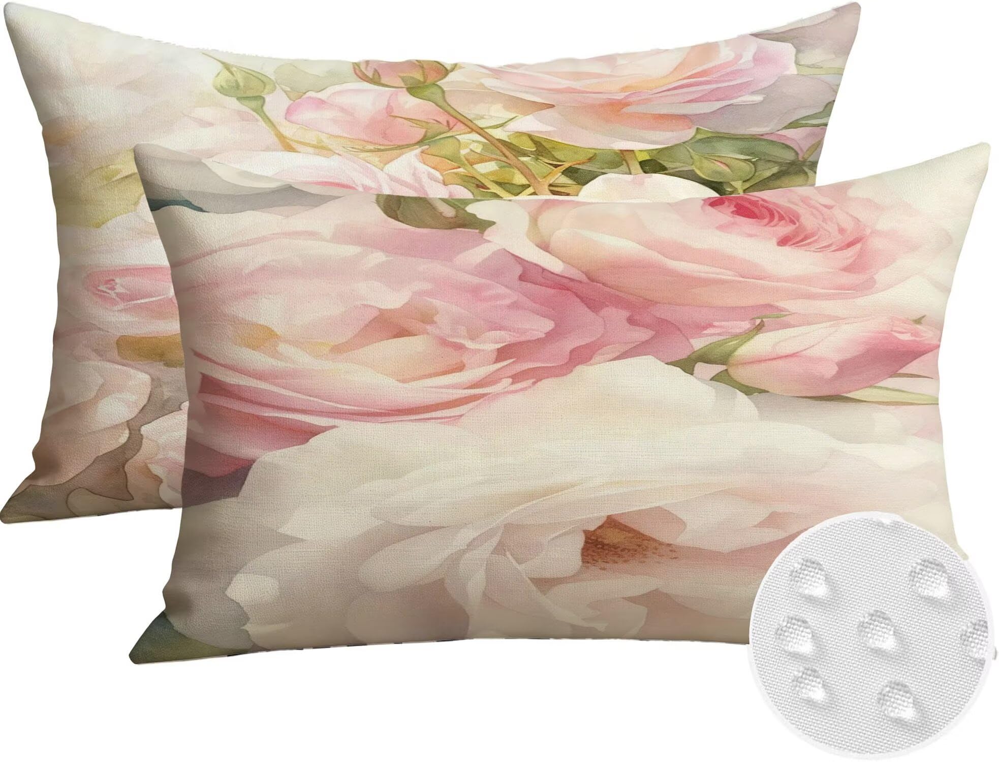 Générique Housse Coussin Exterieur Impermeable 30x50cm Rose Décoratif Taie d'oreiller Decoration Flower Housse de Coussin Exterieur Impermeable pour Salon de Jardin Lot 2. T-4565