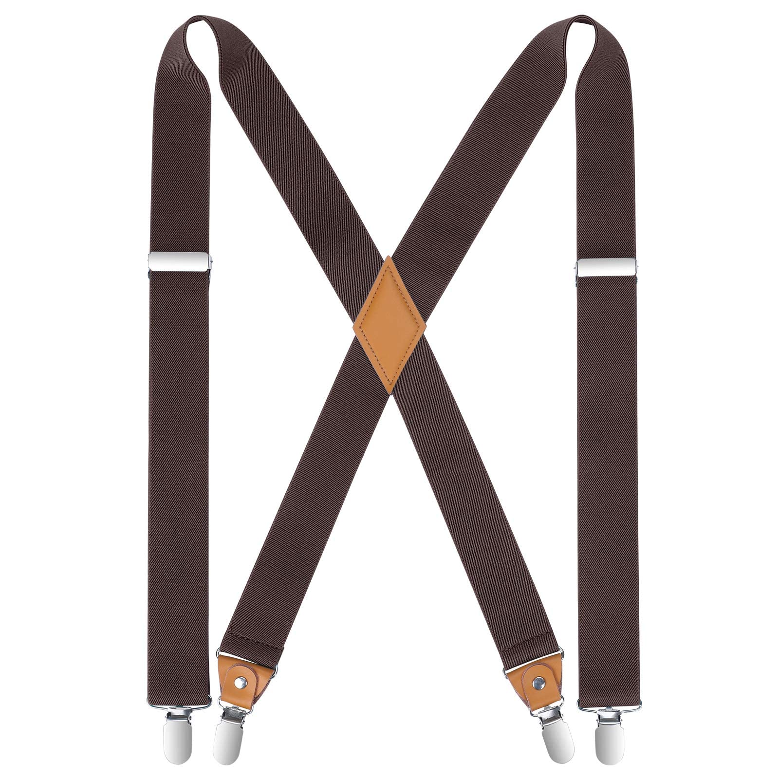 HISDERN Suspenders for Men X-Back 1.4" Adjustable Elastic Suspender Braces Strong 4 Clips for Work Trousers Wedding