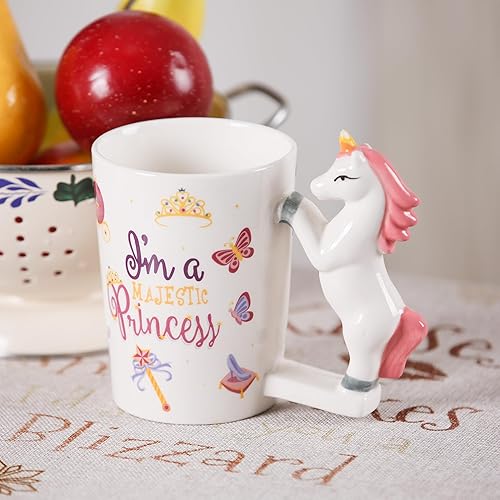 Miniatura 8 de Taza de cerámica para el hogar y la oficina, taza creativa de animales 3D de porcelana con asa para café, té, jugo, leche y agua, 14 onzas, taza