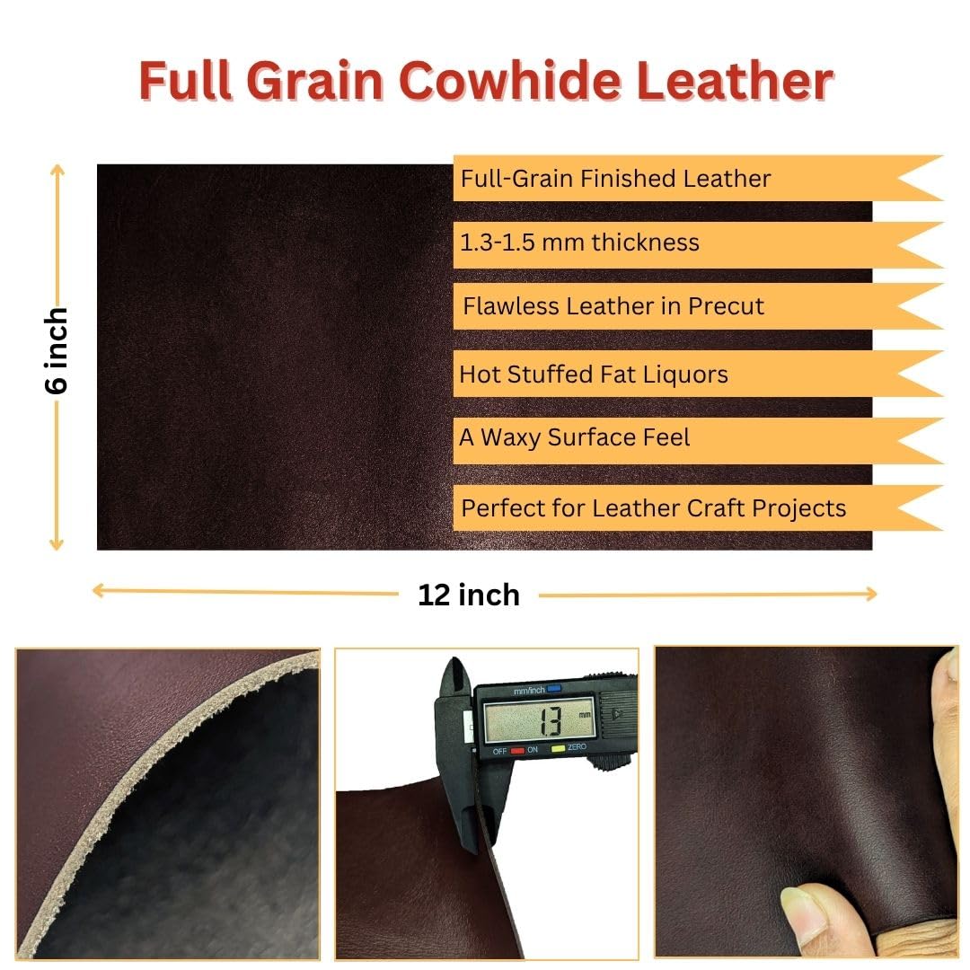 Real Leather Sheets, Chocolate Brown, 6" X 12" - Image 4