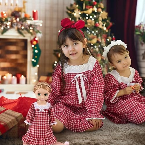 Miniatura 2 de Camisón para niñas, pijama de algodón suave con manga larga, camisón largo hasta el suelo (Doll, niñas, mujeres)