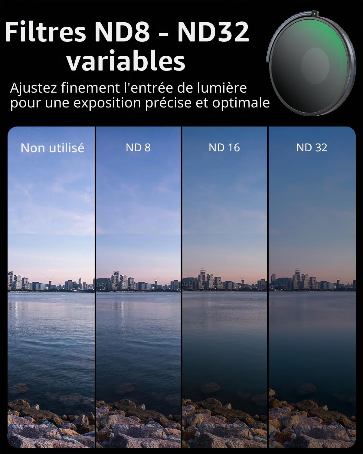 SMALLRIG Filtre CPL et VND 3-5 pour GoPro Hero 13/12/11/10, Combinant ND8, ND16, ND32, Filtre CPL en Un Seul, Accessoires de filtres Polarisants à Densité Neutre, Verre Optique HD Multicouche