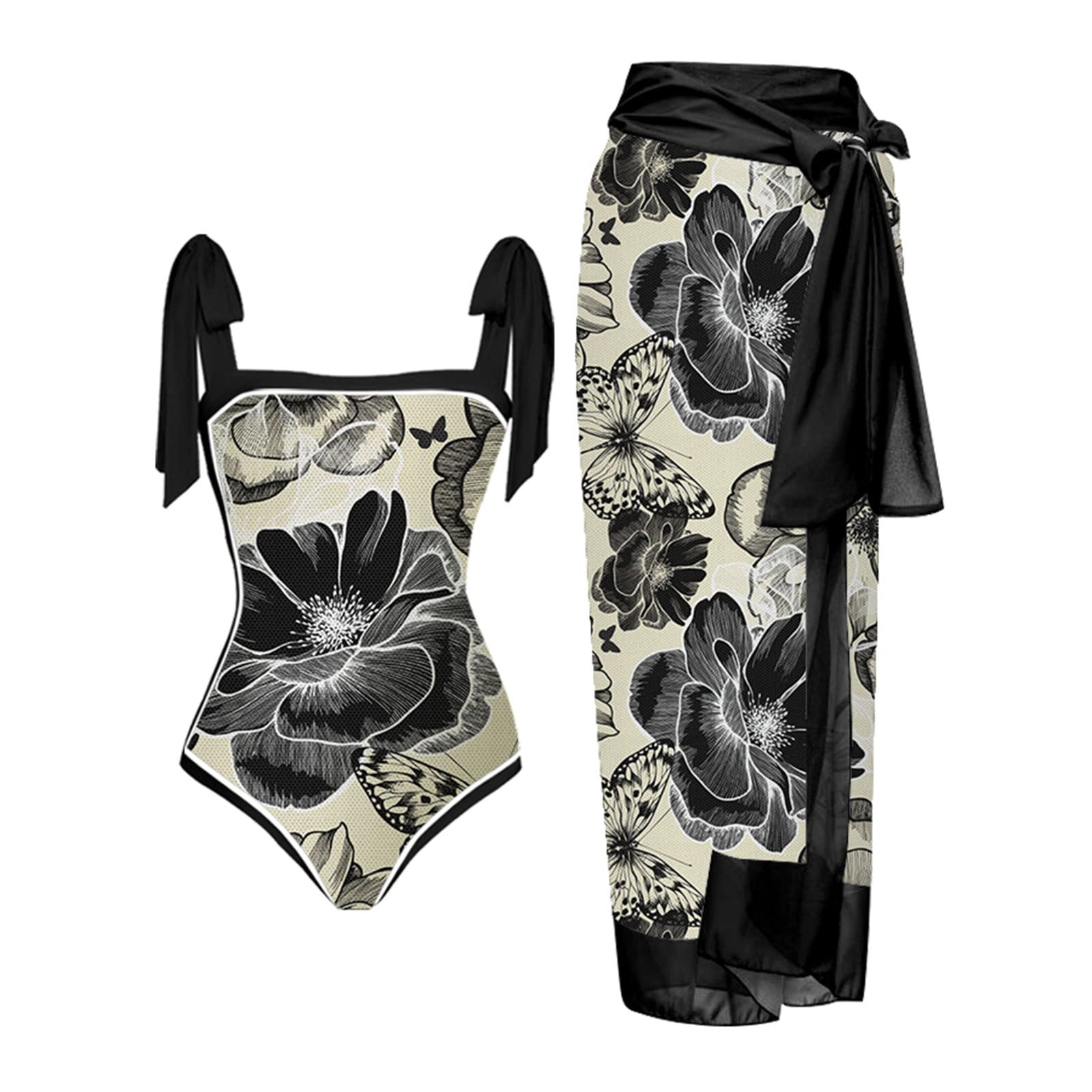 riou Bañadores Mujer Reductores Barriga Moda Sexy Cuello en V Monokini+Vestido de Playa de Encaje Bañadores Deportivos Vientre Plano con Relleno NatacionCover Up Blusa Halter