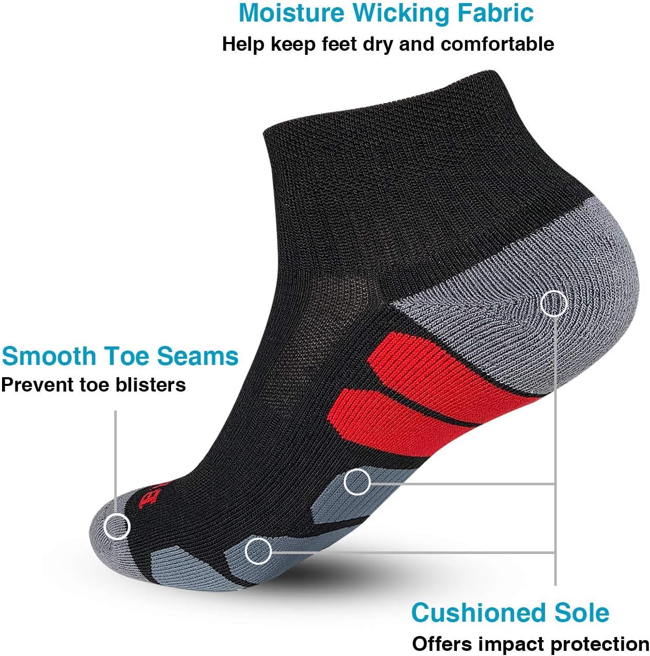 BERING Men's Performance Athletic Ankle Running Socks (6 Pairs) - Image 4