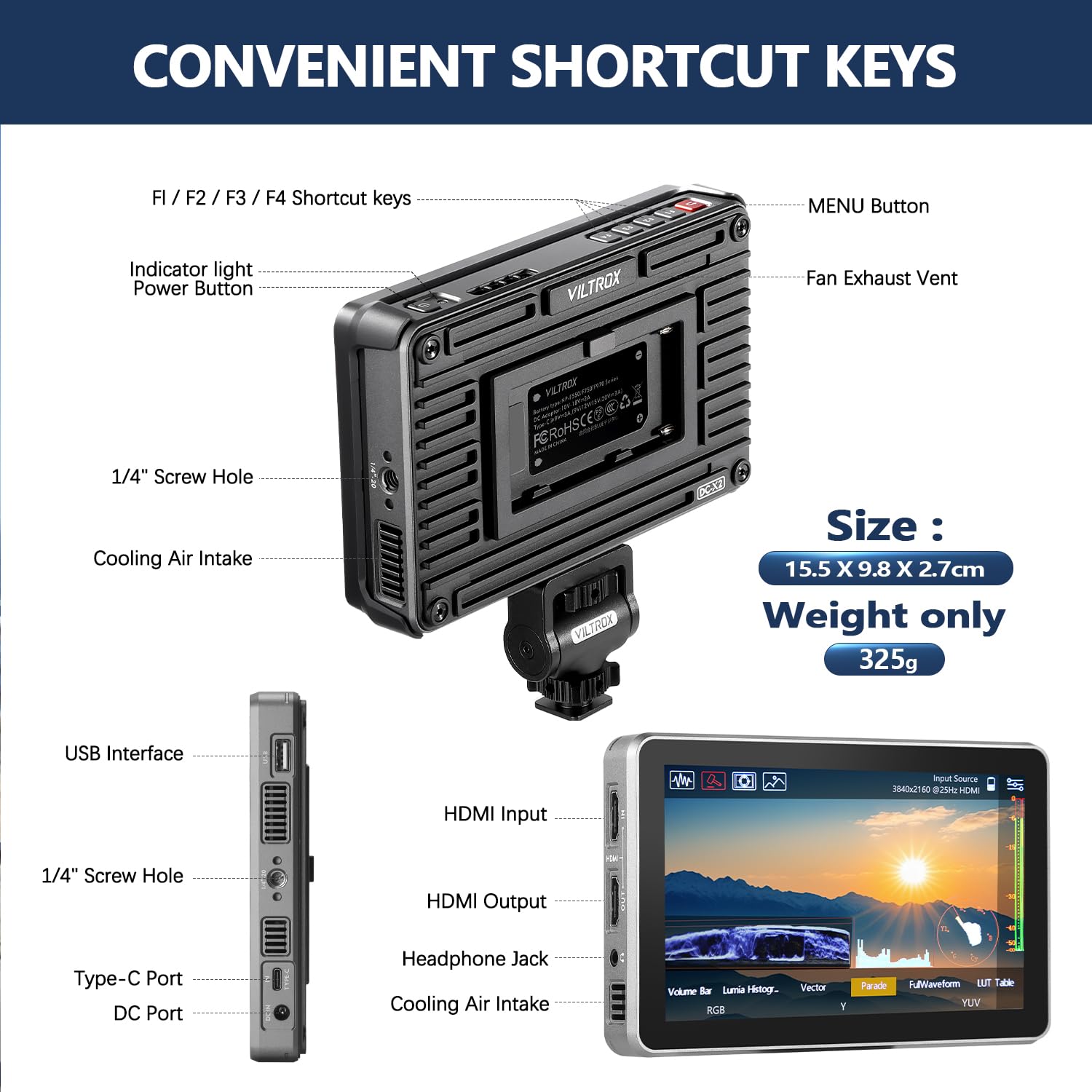 Amazon.com: VILTROX DC-X2 6'' Touchscreen Camera Monitor 4K HDMI