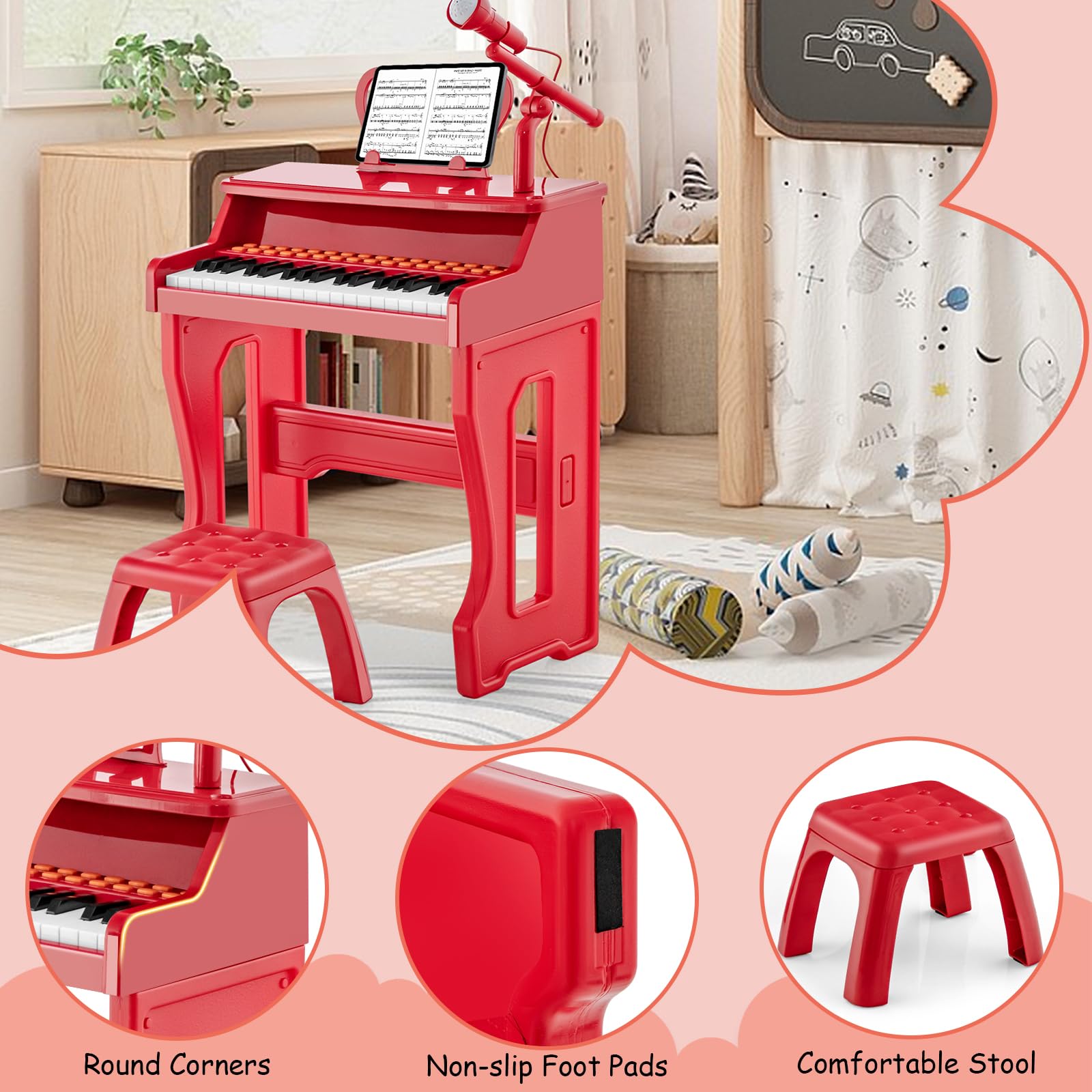 HOMCOM Kinderpiano 37 Toetsen Minipiano Piano Keyboard Met Kruk En 22 Demosongs Om Te Spelen Van Abs~13c3k78lqu801 HOMCOM Kinderpiano 37 Toetsen Minipiano Piano Keyboard Met Kruk En 22 Demosongs Om Te Spelen Van Abs~13c3k78lqu801