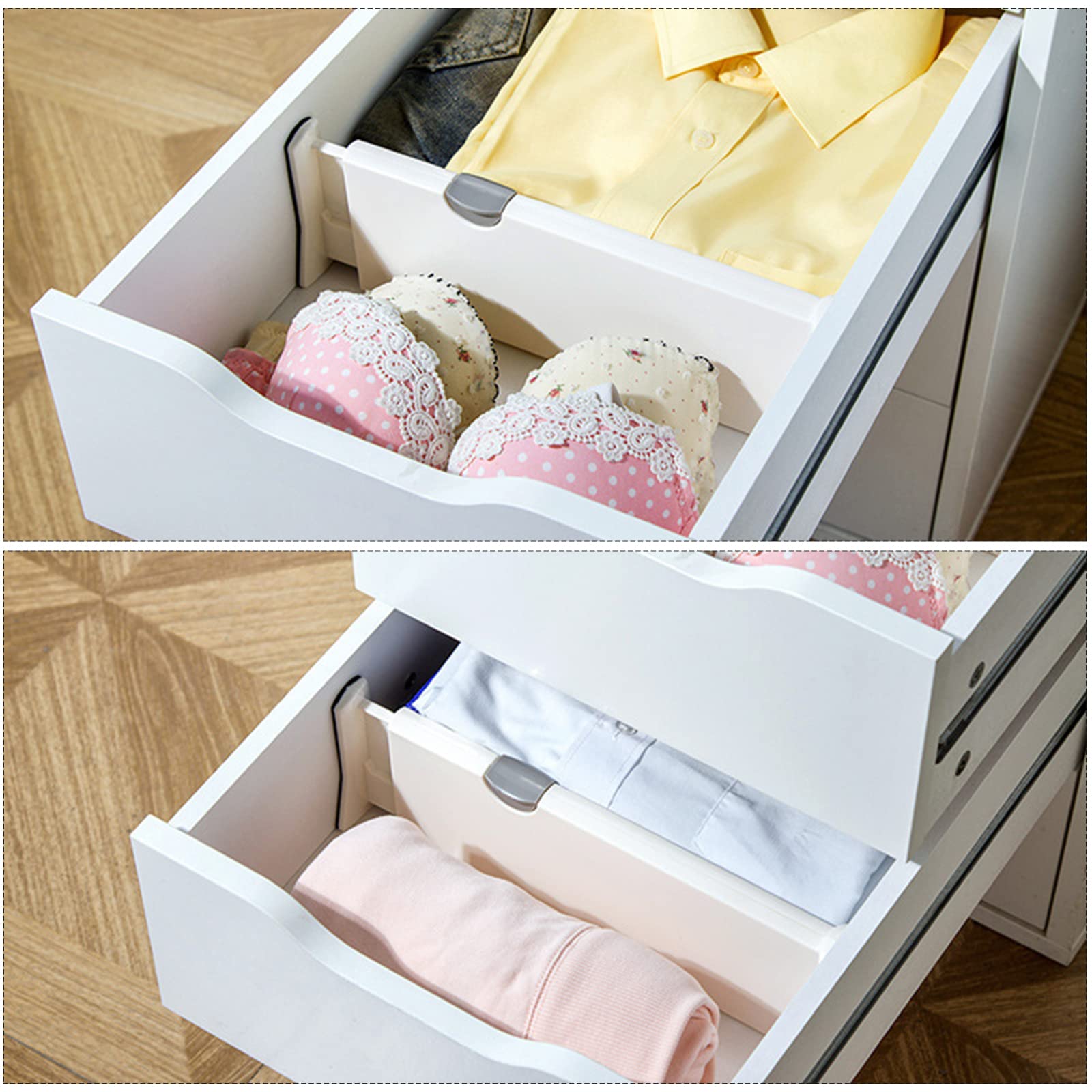 ZJT Schubladentrenner, 4er-set Schubladenteiler Organizers, Verstellbare Schubladen Organisers Separatoren, Schubladeneinsatz für Kleiderschrank, Kommode, Schrank, Büro (L (27.8-43.5 cm))