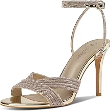 Womens Rhinestone High Heel Sandals Sparkly Stilettos Heeled Ankle Strap Stilettos Round Open Toe Dressy Weddings Sexy Sandals Shoes