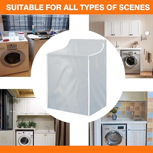 Miniatura 7 de Paquete de 2 fundas para lavadora y secadora, funda portátil para lavadora con diseño de cremallera, a prueba de polvo, impermeables, para lavadora