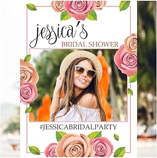 Custom Floral Bridal Shower Photo Booth Frame - Sizes 36x24, 48x36; Personalized Bridal Shower Decorations, Wedding Photo Booth Prop, Bride to be, Miss to Mrs. Handmade Party Supply Photo Booth Props
