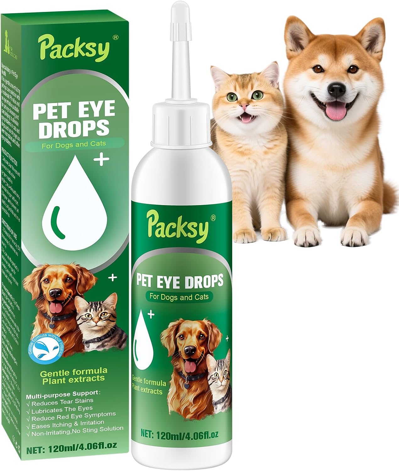 120ml/4.06fl oz Pet Eye Drops for Dogs and Cats,Solution for Redness,Itching and Tear Stains,Fast-Acting,Safe for All Breeds and Sizes