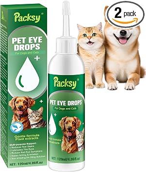 2 * 120ml/4.06fl oz Pet Eye Drops for Dogs and Cats,Solution for Redness,Itching and Tear Stains,Fast-Acting,Safe for All Breeds and Sizes,2pcs