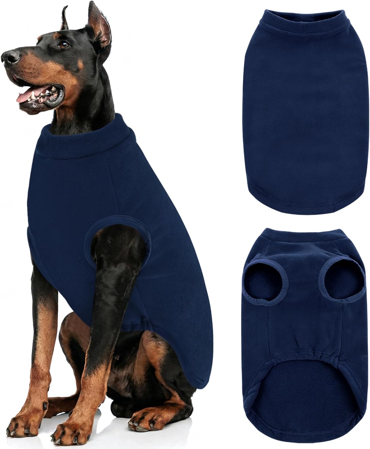 AOFITEE Fleece Dog Sweater, Large Sleeveless Dog Sweaters for Boy Girl, Warm Dogs Pullover Sweatshirt for Fall Winter, Thermal Oli Pet Sweaters Pajamas Indoor Outdoor, Blue L