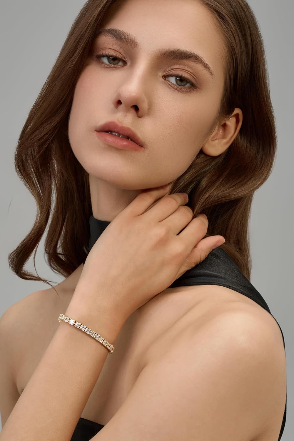 14K Gold Filled Tennis Bracelet for Women, Classic Gold Bracelet for Women, 4mm 5mm Square Stone Cut Bracelet,Valentines, Mothers, Christmas Jewelry Gift for Women 6/6.75/7.15 Inch - Image 9