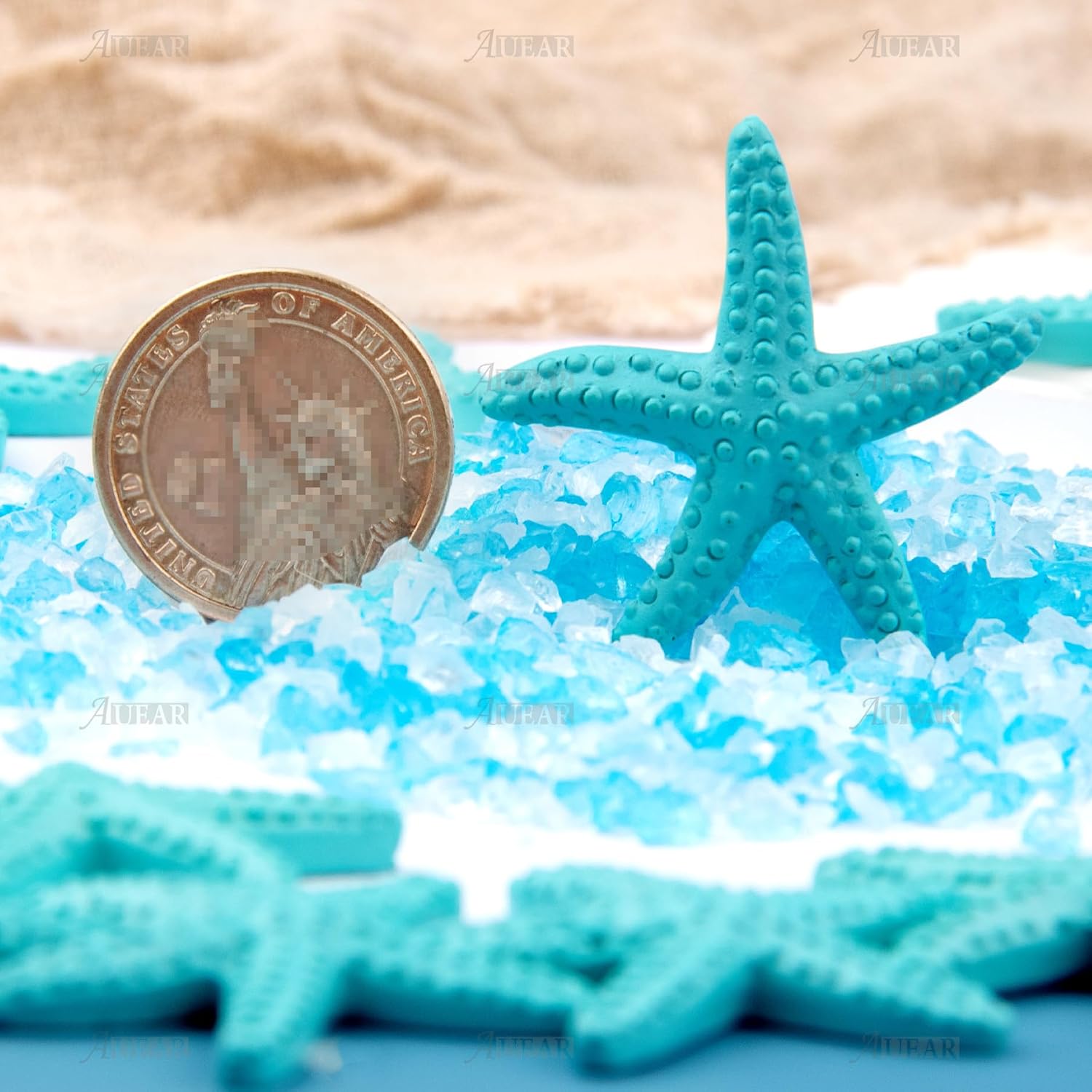 AUEAR, 30 Pack Lovely Starfish Decor Pencil Finger Resin for Wedding Crafts Home Decoration (Light Blue)