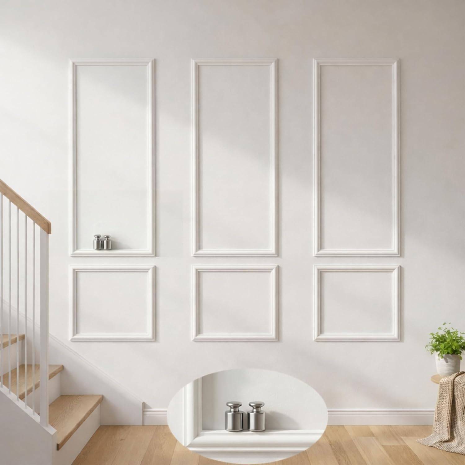 Wall Molding Trim Panels 3 Set 54 ×24 Peel & Stick PaintableMade with Bulk Polymerization for High-Purity Durability, Peel and Stick No-Damage Installation for Accent Walls, TV Walls,Hallways