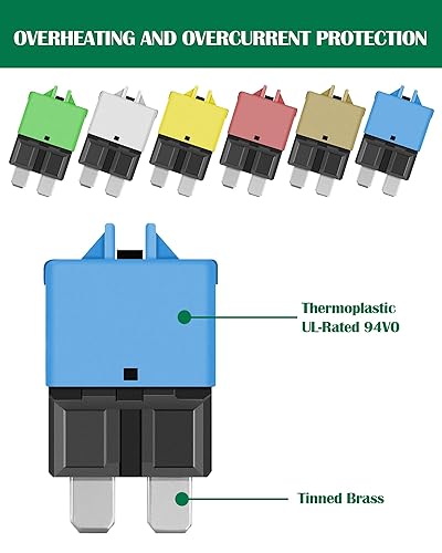 Miniatura 4 de LENKRAD Fusible reiniciable automotriz 5A, 10A, 15A, 20A, 25A, 30A, ATC, ATO, surtido de fusibles de reinicio manual para automóvil, disyuntor de