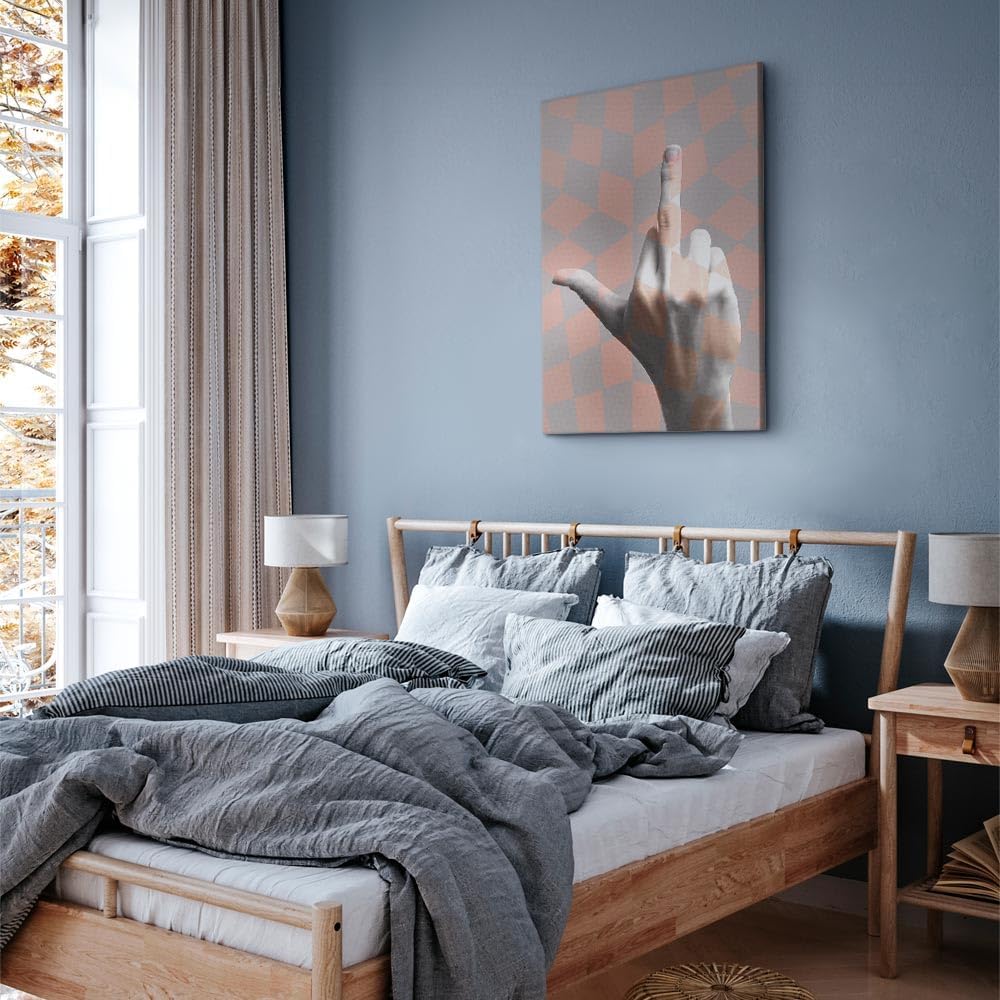 artgeist Acoustic Canvas Wall Art Print Hand Fuck You 24x35 in - 1pcs Picture with Acoustic Foam Sound Print Artwork Room Acoustics Soundproofing n-A-0898-b-a