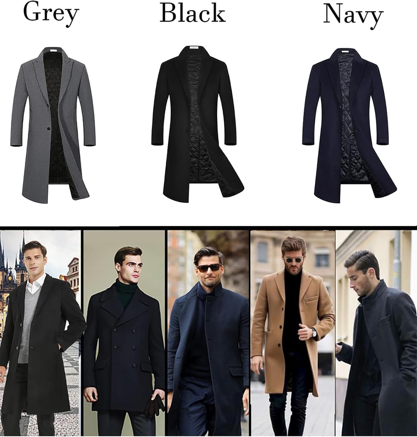 APTRO Men's Luxury Full Length Trench Coat Long Wool Overcoat Winter Windbreaker - Image 7