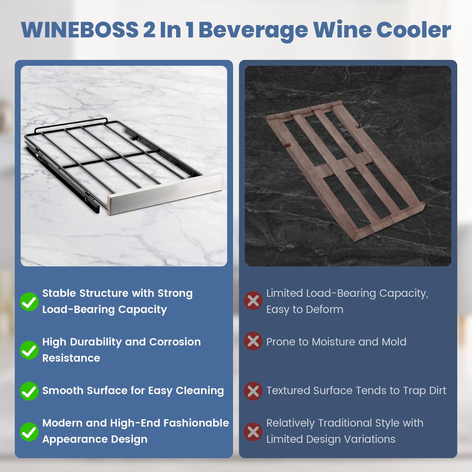 Wineboss 15 Inch Wine And Beverage Refrigerator, 13 Bottle & 48 Cans Dual Zone Wine Cooler, 37-65°F, Freestanding/Under Counter Beverage Fridge With Glass Door Stainless Steel Shelves on Fridge.com - View 6