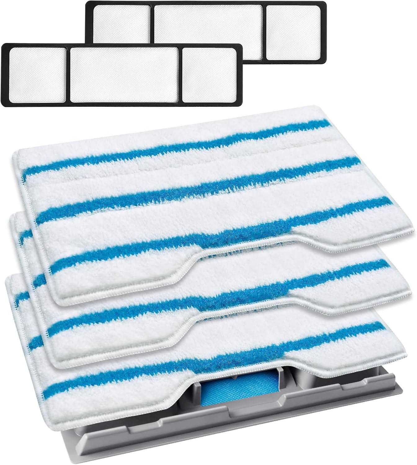 KEEPOW Reusable Mop Replacement Pads Compatible with Shark Vac Mop VM252 VM200 VC205 VM250 /QM250 VM190 VM200P12, Washable Vacuum Mop Pad Refills, Upgraded Design of Dirt Chamber