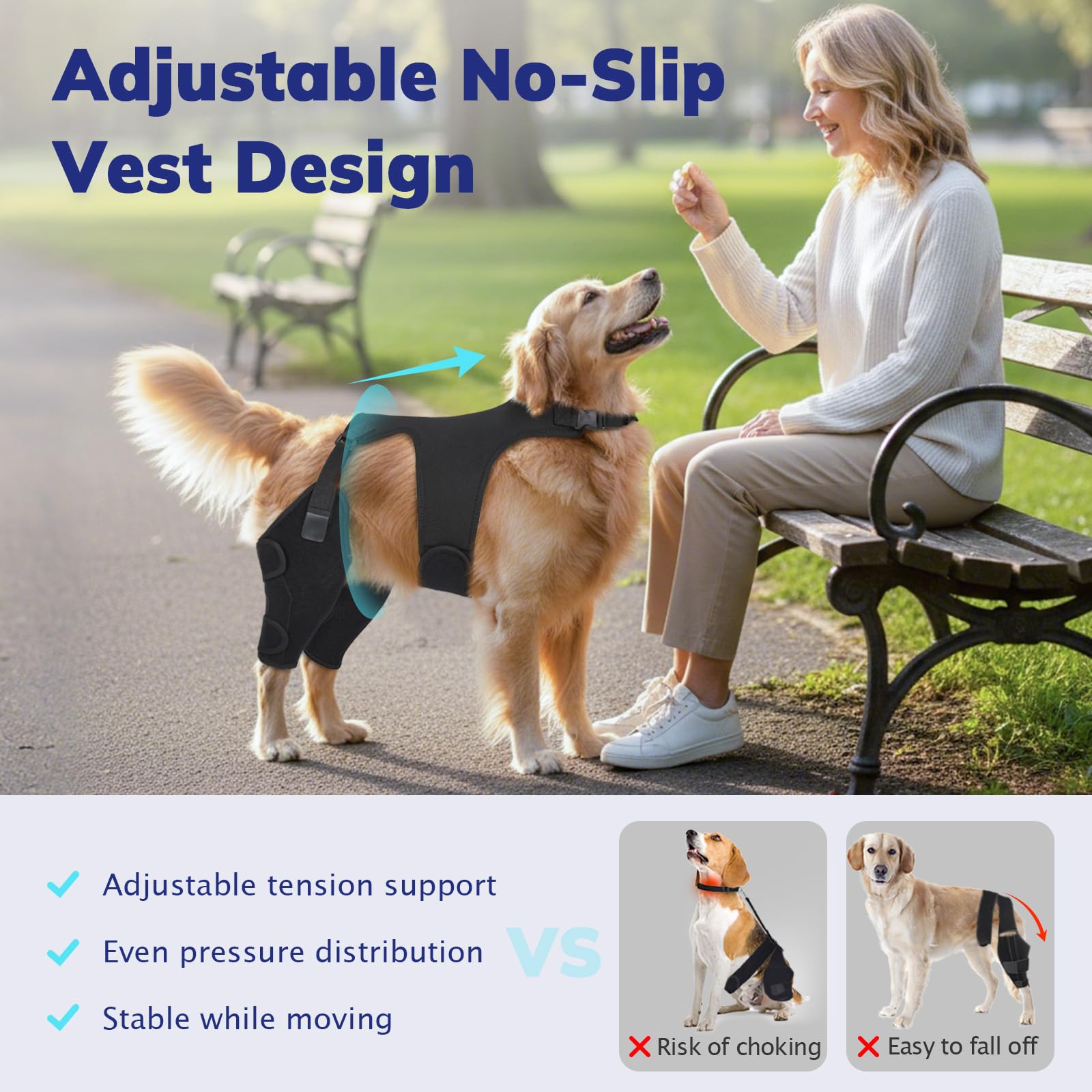Rodillera para perros con osteoartritis, rótula luxante, displasia de cadera y LCC, S y 2