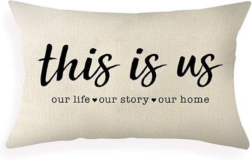 Ogiselestyle Fundas de almohada de granja con frase "This is us" de 12 x 20 pulgadas, fundas de almohada lumbares decorativas para el hogar, funda