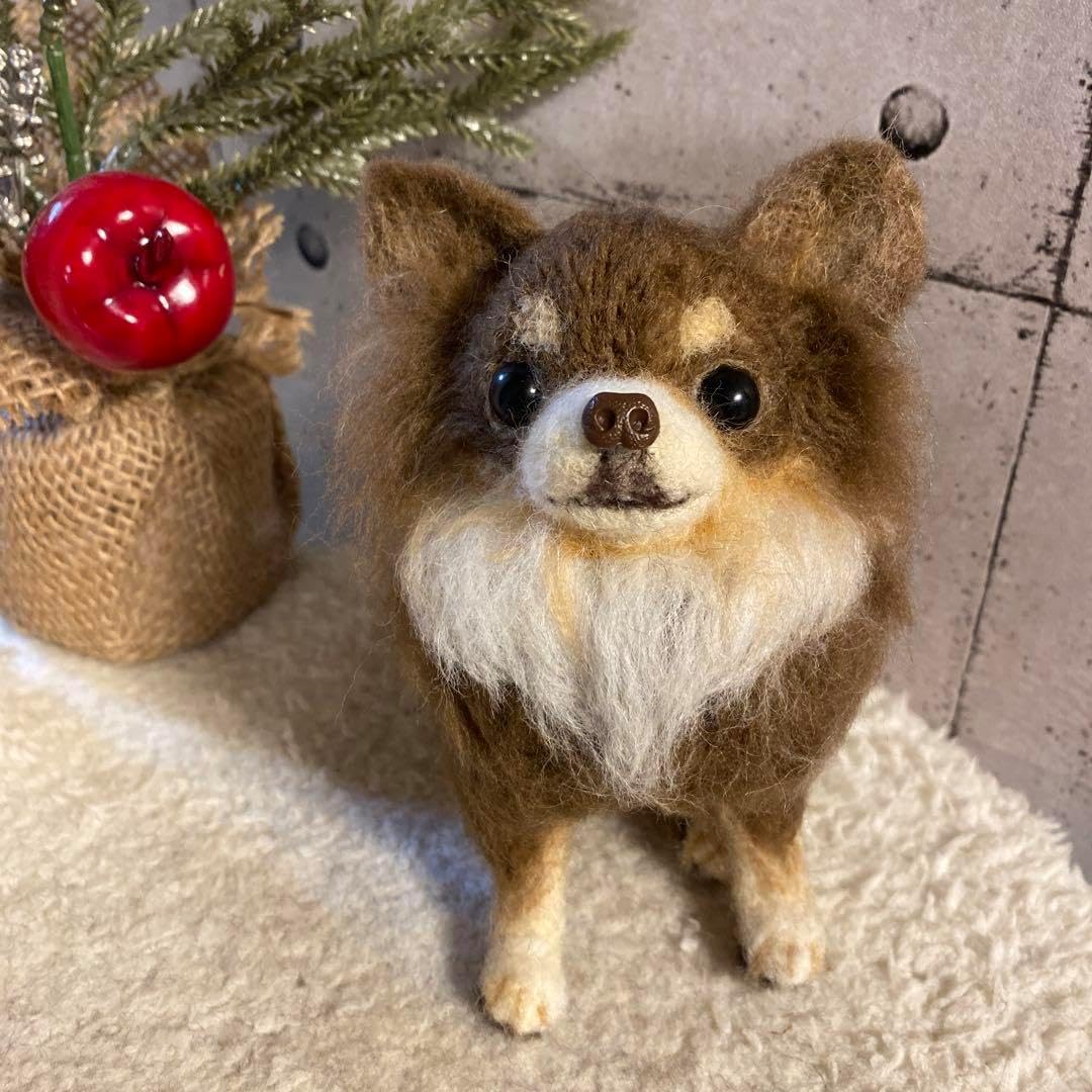 羊毛フェルト　ハンドメイド　犬　チワワ　フレーム 羊毛フェルト ハンドメイド 犬 チワワ フレーム(大) 羊毛フェルト