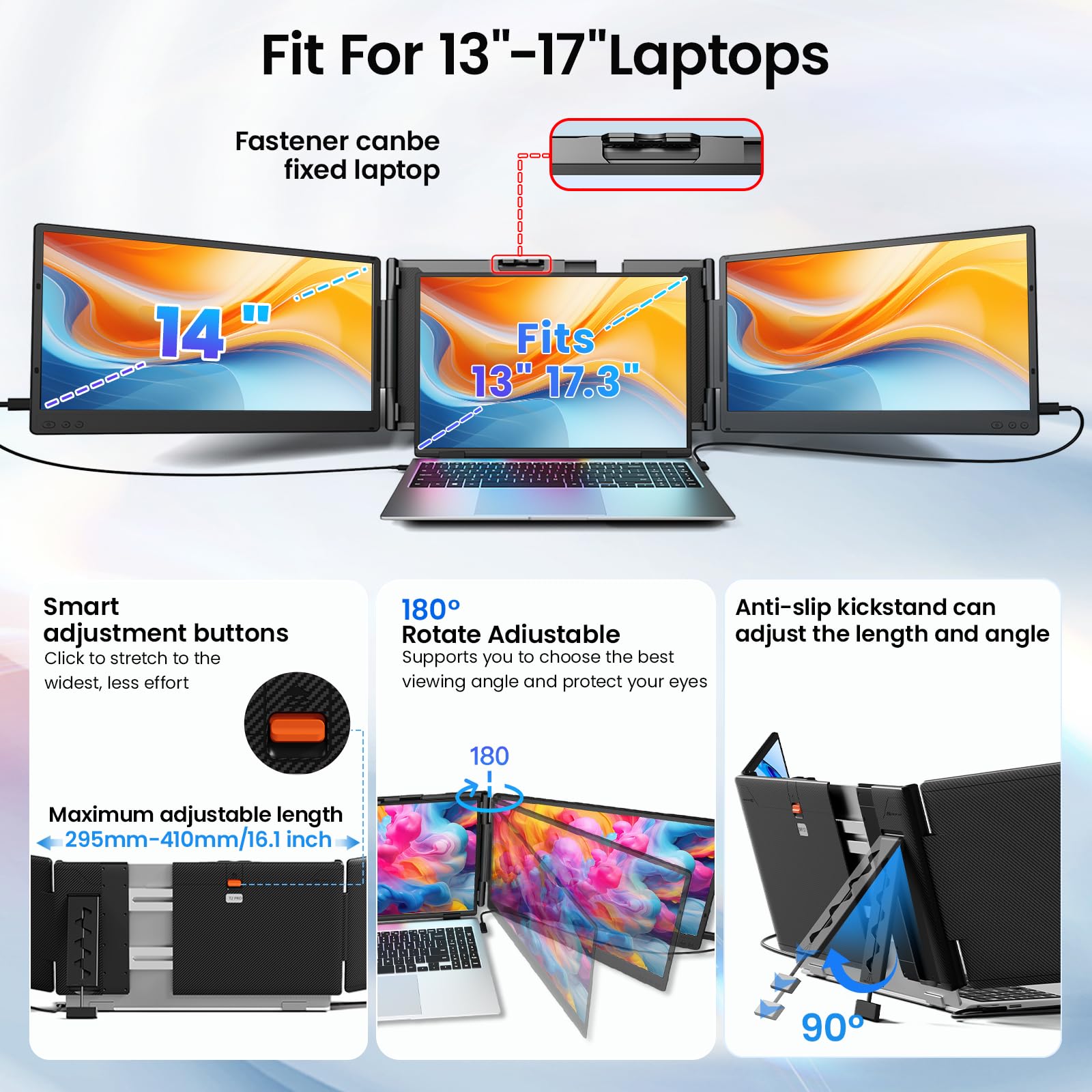 Extension d'écran d'ordinateur portable 14" 1080p triple moniteur portable