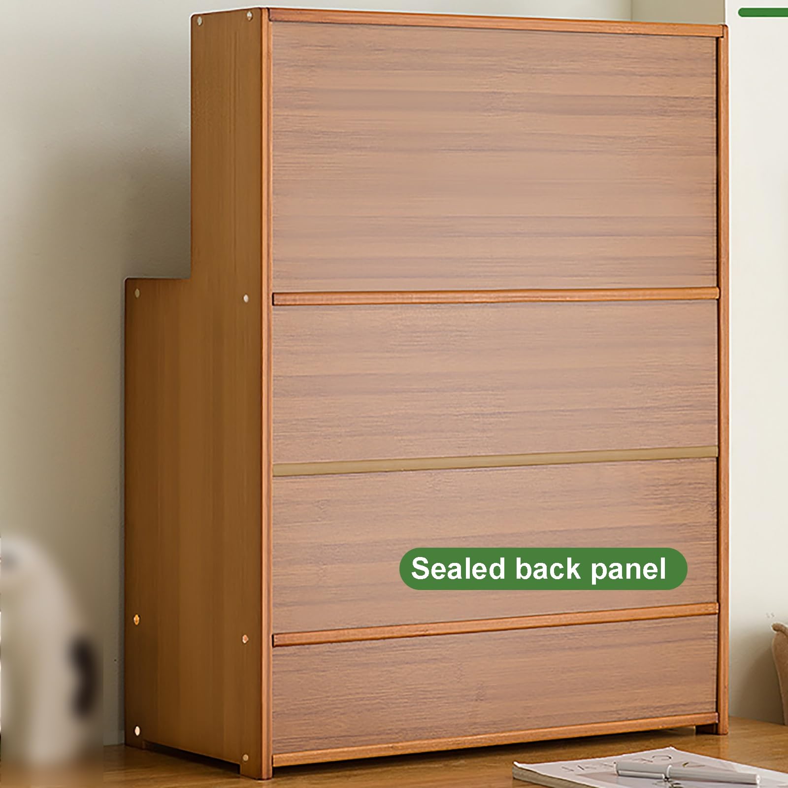 Organizer da scrivania con scomparti multipli e porta scorrevole per ufficio (beige)