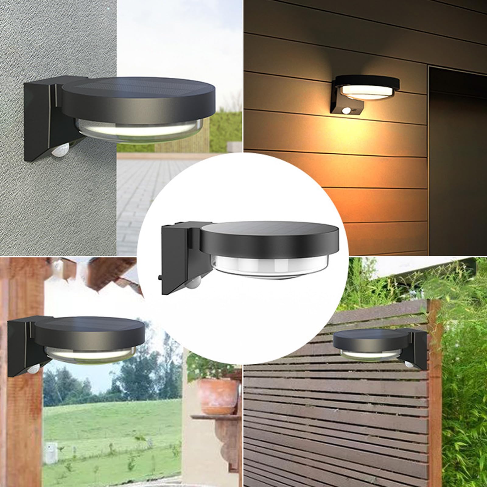 LED Solar Wandlampe Aussen IP65 Wasserdichte Wandleuchte mit Bewegungsmelder Wandbeleuchtung Moderne Dekorative Wandleuchten Schwarze für Garten Balkon Terrasse (Weißes Licht,2 Stück)