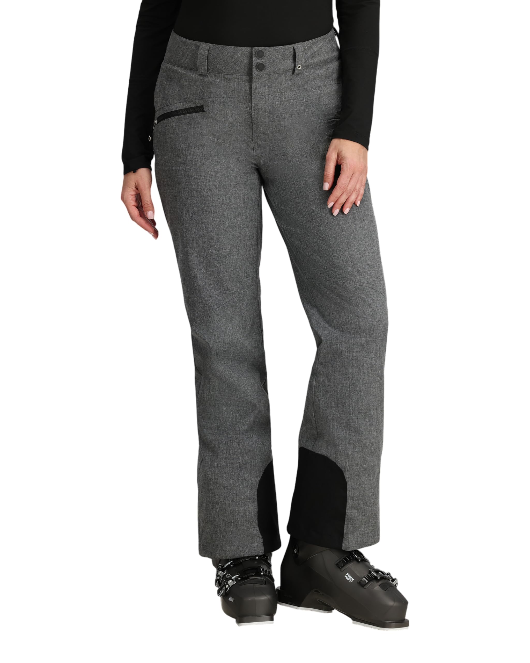 Womens Malta Snow Ski Pants, Thermore Insulated and Waterproof for Skiing & Snowboard, Grey Charcoal, Short, Size 6S