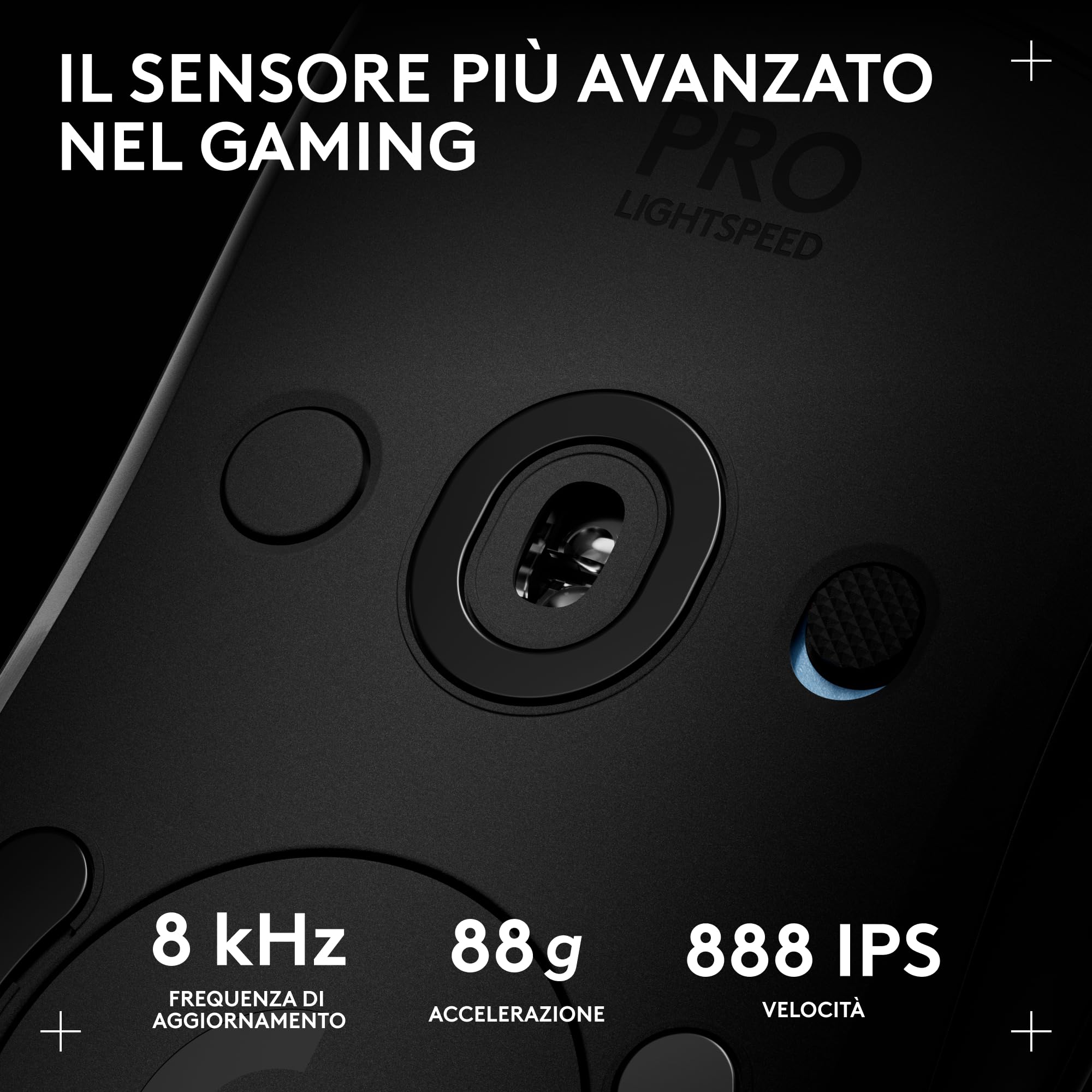 Logitech G PRO 2 LIGHTSPEED Mouse da gioco senza fili, East Europe Pachage, fino a 4 pulsanti laterali magnetici personalizzabili e commutabili, ricarica USB-C, sensore da 32k DPI per PC/Mac