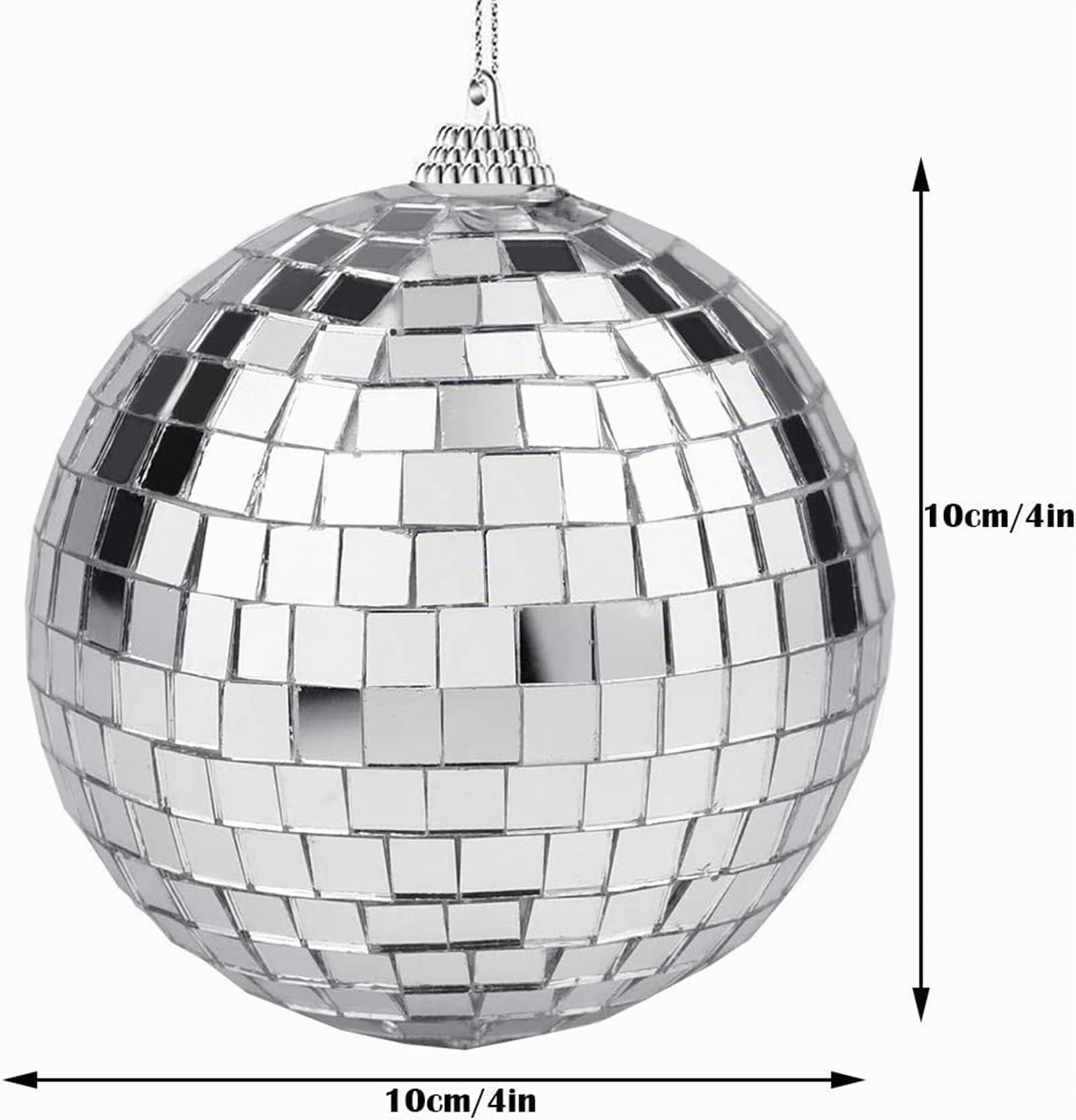 Morofme Lot de 4 boules disco à suspendre - 10 cm - Nombreuses possibilités d'utilisation pour sapin de Noël, mariage, fête d'anniversaire, décoration - Effet de lumière