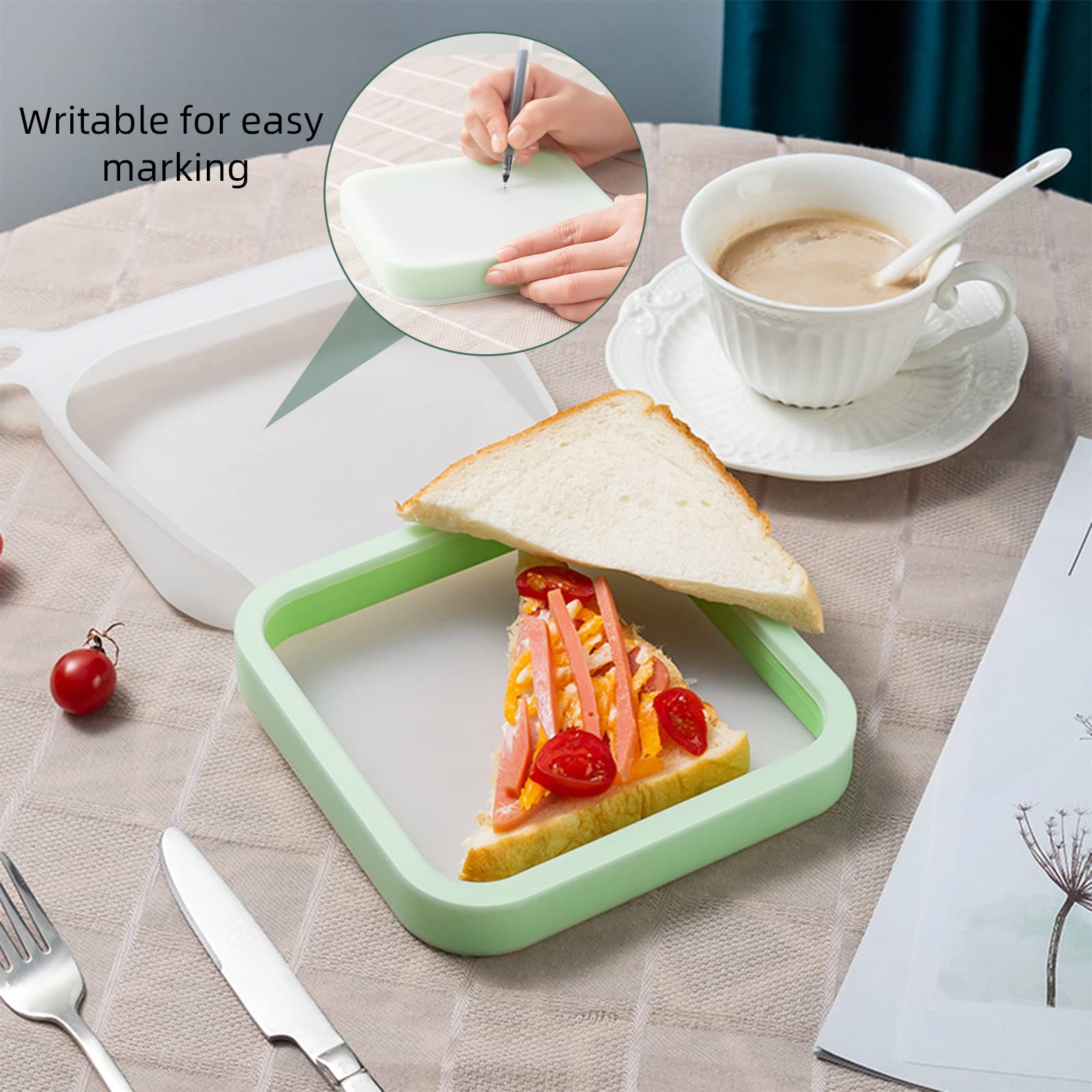 Boîte à Sandwich En Silicone Réutilisable - 2 Pièces - Transparente - Pour Toast, Bento - École/Bureau