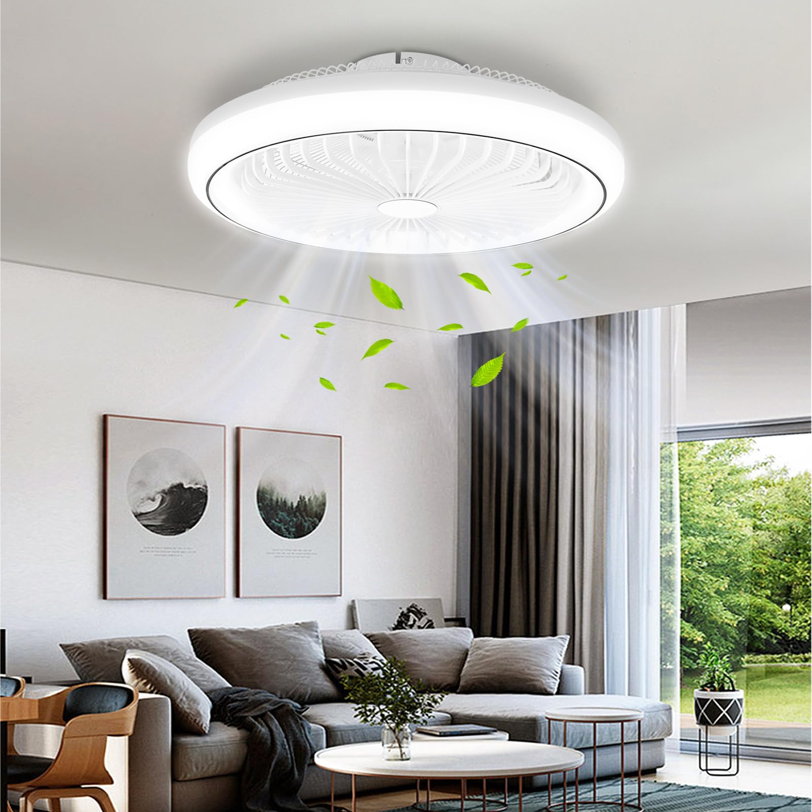 Deckenventilator mit RGB-Licht (3000K-6500K) & Fernbedienung – 6 Geschwindigkeiten, Timer, Lichtspeicher, 7 reversible Flügel – lampe mit ventilator Ideal für Wohnzimmer & Schlafzimmer