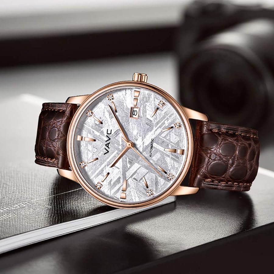 Amazon | VAVC メンズ メテオライト 文字盤 防水 自動巻き 腕時計