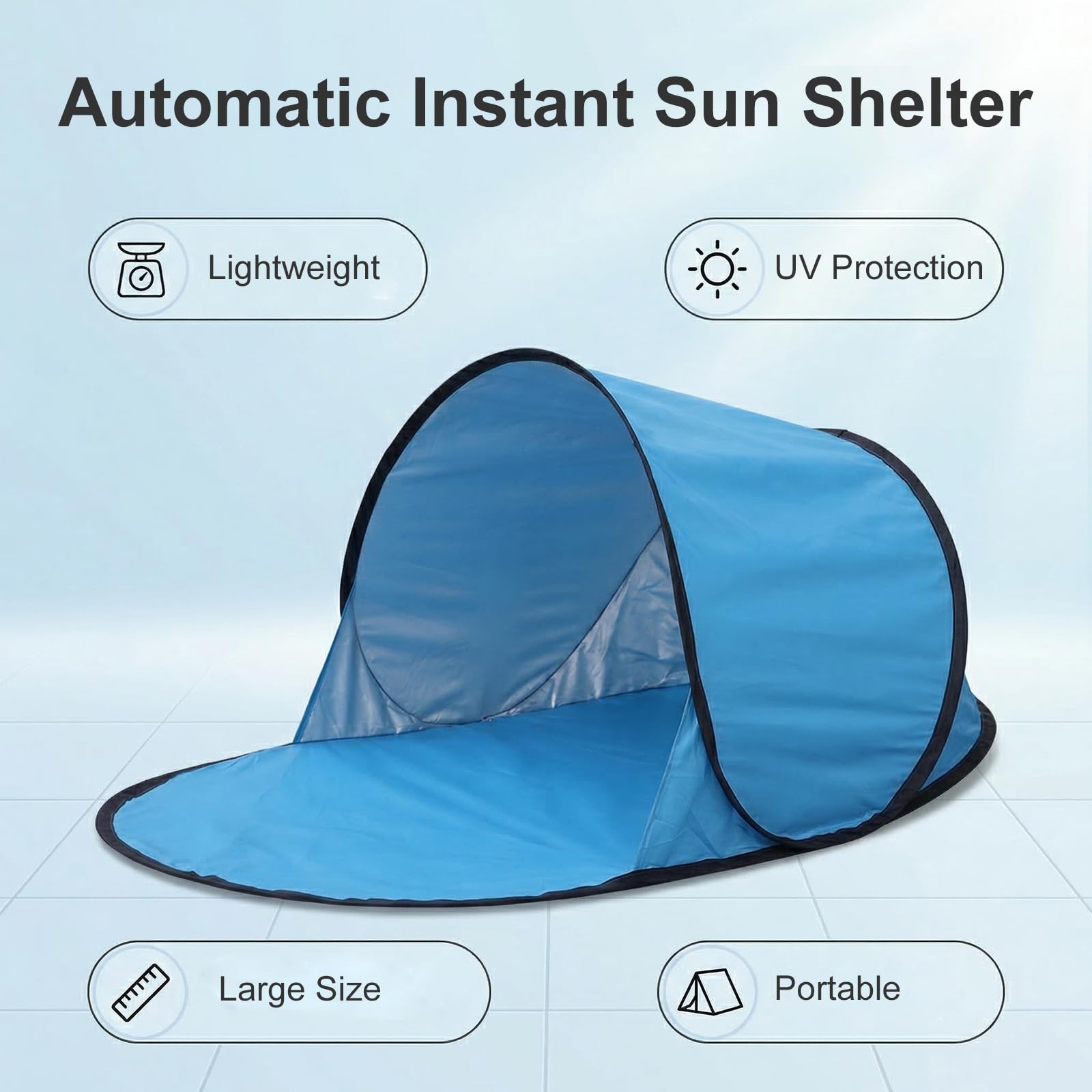 Tienda de Playa Pop Up Automática, Toldo de Sombra, Ideal para Acampadas y Pesca