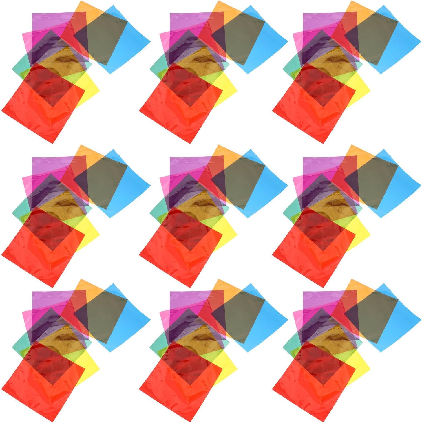Cabilock 90pcs Multi-colored Transparent Cellophane Sheets for DIY Crafts Art Light Diffusion Home Decor Vibrant Colored Wraps for Gift Candy Packaging